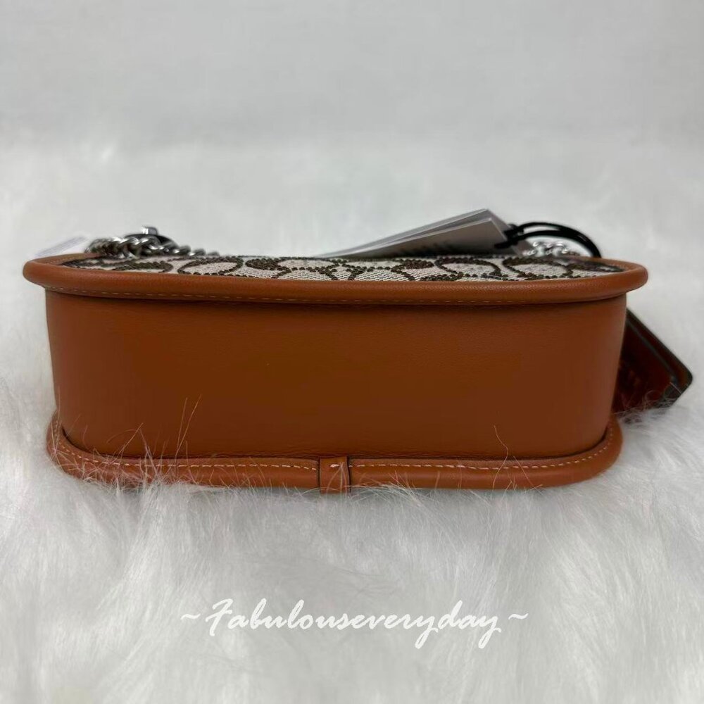 Coach Swinger 20 Crystal Bag In Signature Jacquard Burnished Amber NWT - Picture 7 of 10